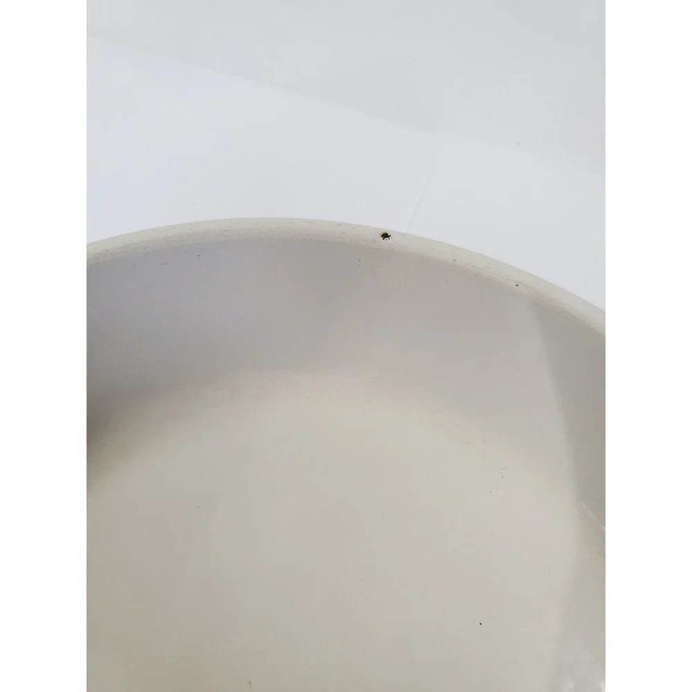 Vintage Cousances No 16 Enameled Cast Iron Skillet Brown Cream Made in France